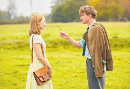  ??  ?? Ronan with On Chesil Beach co-star Billy Howle and below left as Jo March in Little Women.