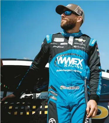  ?? JARED C. TILTON/GETTY ?? Ross Chastain waits during practice for the Goodyear 400 on Saturday at Darlington Raceway in Darlington, South Carolina.