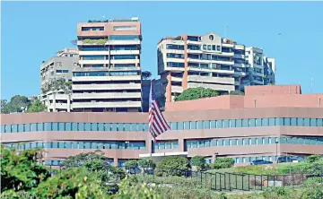  ??  ?? Photo shows the entrance of the embassy of the United States in Caracas. — AFP photo