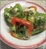  ??  ?? these stuffed peppers are filled with eggs, chicken sausage and vegetables.