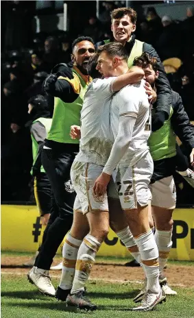  ?? ?? CUP JOY: Port Vale celebrate Dennis Politic’s winner at Burton Albion.