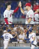  ?? Associated Press ?? The Angels’ Shohei Ohtani (top left) and Mike Trout (top right) were voted into the the American League starting lineup, Friday, while the Dodgers’ Mookie Betts (bottom left) and Trea Turner (bottom right) were voted into the National League starting lineup for the 2022 All-Star Game, which takes place on July 19 at Dodger Stadium.