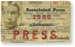  ??  ?? The 1940 press pass for an AP reporter named Joe Abreu.