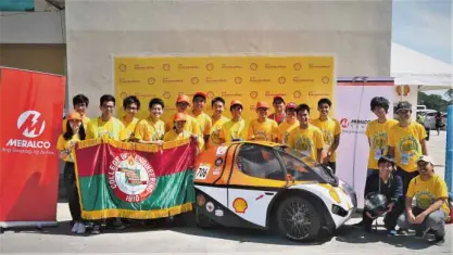  ??  ?? Siglo, the energy-efficient vehicle of Team Dagisik University of the Philippine­s, represente­d the Philippine­s in the recent Shell Eco-Marathon (SEM) Asia in Singapore where it placed second in the Urban Concept Battery-electric category.