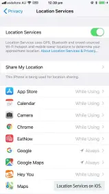  ??  ?? Location Services on iOS.