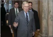  ?? ALEX BRANDON—ASSOCIATED PRESS ?? Senate Majority Leader Mitch McConnell of Ky., waves as he arrives on Capitol Hill, Monday, Feb. 3, 2020in Washington.