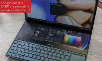  ??  ?? The top panel is OLED the secondary screen is only an LCD