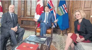  ?? JUSTIN TANG/THE CANADIAN PRESS ?? A meeting between Prime Minister Justin Trudeau, B.C. Premier John Horgan and Alberta Premier Rachel Notley demonstrat­ed the limits of the prime minister’s powers, Chantal Hébert writes.