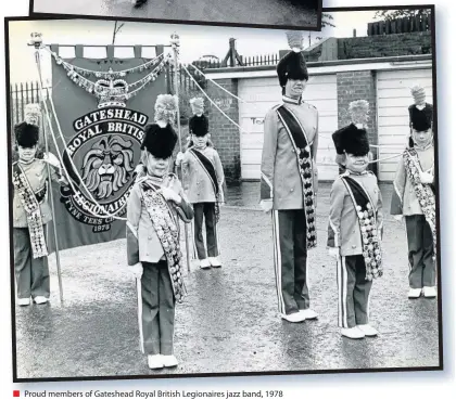  ??  ?? Proud members of Gateshead Royal British Legionaire­s jazz band, 1978