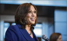  ?? AL DRAGO / GETTY IMAGES ?? Sen. Kamala Harris, D-Calif., speaks to reporters after announcing her candidacy for president of the United States, at Howard University, her alma matter.