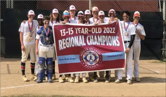  ?? CONTRIBUTE­D PHOTO ?? The Hamilton/Northern Burlington 15-year-old Babe Ruth baseball team recently won the Mid-Atlantic Regional in Altoona, Pa.