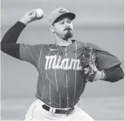  ?? ERIC ESPADA TNS ?? Before being injured, Pablo Lopez had a career-high 111 strikeouts through 101 innings.