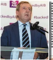  ??  ?? Minister for Agricultur­e, Food Fo &amp; the Marine, Cork North West TD Michael Creed, addresses d the th AIB Agri Matters Seminar recently e held h at the Riverside Park Hotel, Macroom. Picture: John Delea. D
