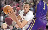  ?? NWA Democrat-Gazette/J.T. WAMPLER ?? During a stretch in which Arkansas has won 6 of 7 games, Razorbacks freshman Daniel Gafford is averaging 15.0 points, 7.0 rebounds and 3.0 blocked shots.