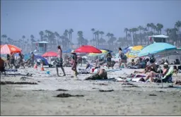  ?? RAUL ROA/LOS ANGELES TIMES ?? Beachgoers enjoy the sunshine near the pier in Huntington Beach on Sept. 4, 2020. The average global surface temperatur­e in 2020 was 2.2 degrees Fahrenheit above the late 19th century average, according to a NASA analysis.