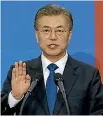  ?? PHOTO: REUTERS ?? South Korean President Moon Jae In has promised to take a more moderate approach to North Korea.