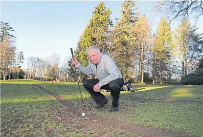  ?? Pictures: Gareth Jennings. ?? Member Terry Milne from Forfar plays round the tyre tracks yesterday.