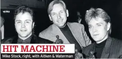  ??  ?? HIT MACHINE Mike Stock, right, with Aitken & Waterman