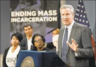  ?? ?? Mayor de Blasio is moving to hire private security guards to help with staff shortages at Rikers Island, but the jails union boss says that’s not legal.