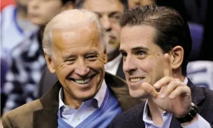  ??  ?? Hunter Biden with his father, the former vice-president and Democratic presidenti­al candidate Joe Biden in 2010. Photograph: Jonathan Ernst/Reuters