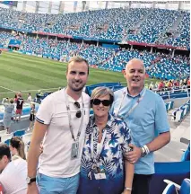  ??  ?? Home support: Harry Kane’s brother Charlie, mother and father were in the stadium to witness a historic day for the tournament’s leading scorer. Charlie later posted this picture on Twitter