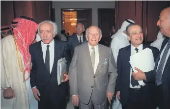  ?? AFP ?? Lebanese politician­s leave the conference room in Taif, Saudi Arabia on September 30, 1989, after discussing a charter of national reconcilia­tion