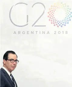  ?? REUTERS ?? US Secretary of the Treasury Steven Mnuchin arrives for a news conference in Buenos Aires on Sunday.