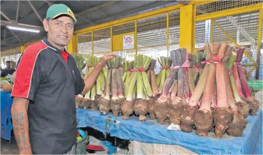  ?? Photo: AZARIA FAREEN ?? 59-year-old, Kepueli Jikotani, shares his journey as a market vendor at his stall, inside gate 4 at the Suva Municipal Market.