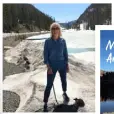  ??  ?? Jane on a frozen lake at Yellowston­e