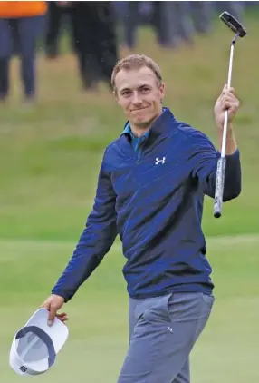  ?? THE ASSOCIATED PRESS ?? Jordan Spieth will celebrate his 24th birthday this week with three legs of the career Grand Slam already complete. He closed with a 69 to win the British Open by three shots Sunday.