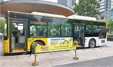  ?? ?? Sustainabi­lity drive: The first cross-border electric bus in the country.