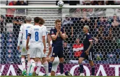 ?? ?? Scotland’s Stuart Armstrong rues a missed chance during the UEFA Euro 2020 Group D match at Hampden Park