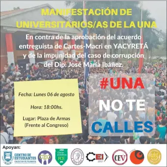  ??  ?? La invitación oficial de los universita­rios a manifestar­se que corrió por redes sociales.