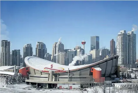  ?? THE CANADIAN PRESS FILES ?? The Scotiabank Saddledome in Calgary is seen in February. Calgary mayor Naheed Nenshi says the city is still prepared to negotiate with the Flames, even though the team has pulled out of talks for a new arena.