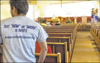  ?? Katelyn Newberg Las Vegas Review-Journal ?? A man waits Saturday for the “Know Your Rights” forum, held by the Nevada Immigrant Coalition, to start at First African Methodist Episcopal Church in North Las Vegas.