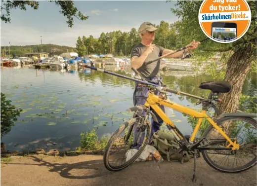  ?? FOTO: CLAUDIO BRITOS ?? FISKELYCKA. Miroslav Milanovic kommer ner till Albysjön nästan varje dag efter jobbet. ”Jag kan inte vara hemma, då blir jag rastlös. Så jag cyklar ner och fiskar några timmar”.