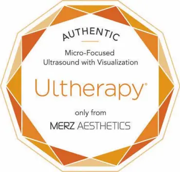  ??  ?? Authorized Ultherapy devices and skincare centers are given this Seal of Authentici­ty to mark them as real Ultherapy® providers