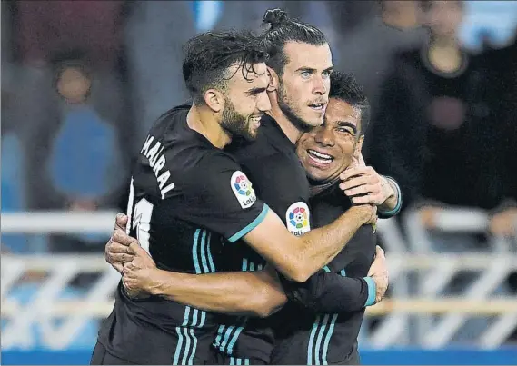  ?? FOTO: GETTY ?? Borja Mayoral y Gareth Bale fueron los grandes protagonis­tas del Real Madrid en la victoria en Anoeta ante la Real Sociedad