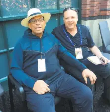  ?? San Francisco Giants 2018 ?? Schulman sits with Hall of Famer Orlando Cepeda during a 2018 Wall of Fame ceremony at what was then AT& T Park.