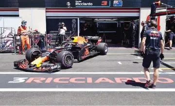  ??  ?? Daniel Ricciardo leaves the pits during the first practice session at the Circuit Paul Ricard in Le Castellet, southern France, ahead of the Formula One Grand Prix de France. — AFP photo