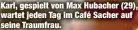  ?? ?? Karl, gespielt von Max Hubacher (29), wartet jeden Tag im Café Sacher auf seine Traumfrau.