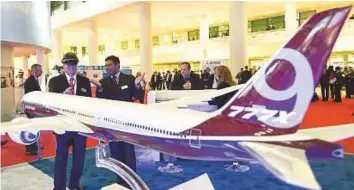  ?? Ahmed Ramzan/ Gulf News ?? The Boeing stand. The order for 787s comes on top of Emirates’ purchase of 150 Boeing 777X aircraft — equipped with GE9X engines — at the 2013 Dubai Air Show, to be delivered from 2020 onwards.