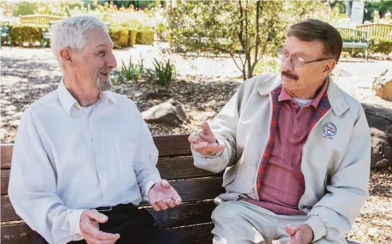  ?? HIP HOUSING ?? Charles Barbarino, left, and Bob Riley became roommates through HIP Housing. The program matches households that have extra space with individual­s seeking places to live.