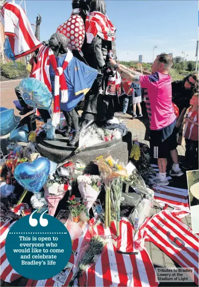  ??  ?? Tributes to Bradley Lowery at the Stadium of Light