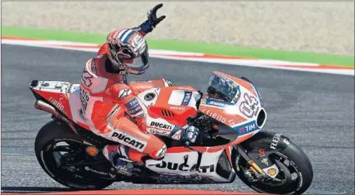  ??  ?? RESULTADOS. Andrea Dovizioso ha ganado las dos últimas carreras disputadas y además hizo la pole la temporada pasada en Assen.