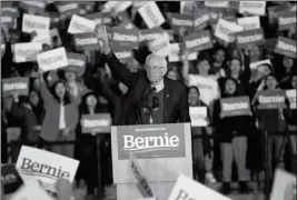  ?? ASSOCIATED PRESS ?? DEMOCRATIC PRESIDENTI­AL CANDIDATE U.S. Sen. Bernie Sanders, I-Vt., speaks during a campaign rally at the University of Michigan in Ann Arbor, Mich., on Sunday.