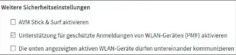  ??  ?? Die Funktion Protected Management Frames ist für WPA3 verpflicht­end. In vielen aktuellen Routern, beispielsw­eise einer Fritzbox, können Sie das Verfahren mit einer aktuellen Firmware schon jetzt aktivieren.