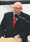  ?? AP ?? James D. Melville Jr addresses dignitarie­s in front of a US Army tank, at a handover ceremony of the upgraded Nato military base in Tapa, Estonia in 2016.