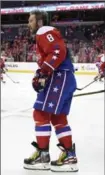  ?? NICK WASS, THE ASSOCIATED PRESS ?? Washington’s Alex Ovechkin and his custom skates in the warm-up before Thursday’s game.