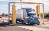  ?? ROBERTO E. ROSALES/JOURNAL ?? A truck carrying produce from Mexico enters a facility to be scanned for illegal narcotics at the port of entry in Santa Teresa in September 2016.